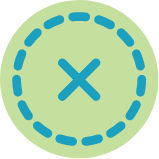 An icon of a dashed circle with an x in the middle