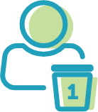 An icon of a person behind a cup with a number one label