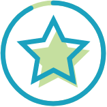 A circular icon with a star in the center and a border indicating 93%